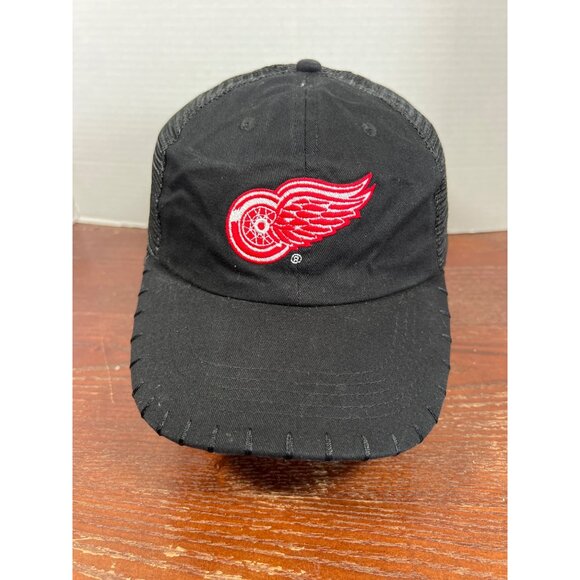 Vintage Detroit Red Wings Black Mesh Adjustable Hat M3 - Picture 1 of 5